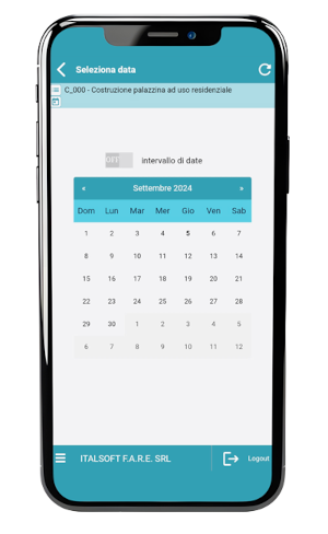 app rapportini cantiere selezione date